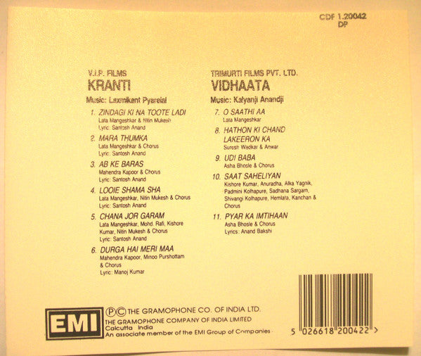 Laxmikant-Pyarelal / Kalyanji-Anandji : Kranti / Vidhaata (CD, Comp)