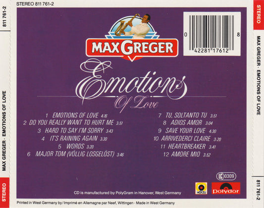 Max Greger : Emotions Of Love (CD, Album)