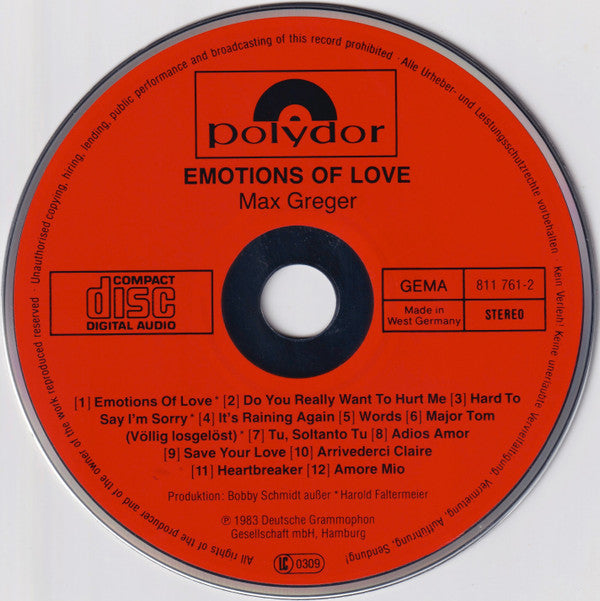 Max Greger : Emotions Of Love (CD, Album)