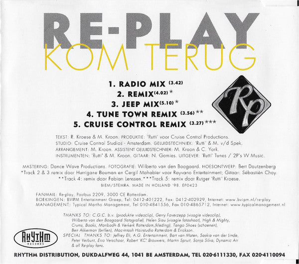 Re-Play : Kom Terug (CD, Maxi)