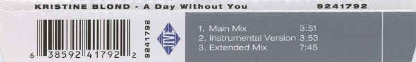 Kristine Blond : A Day Without You (CD, Maxi)