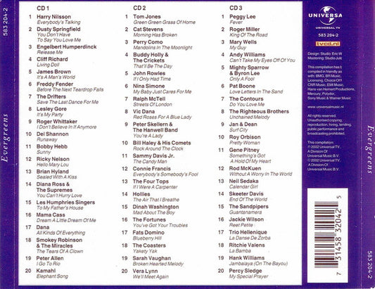 Various : Evergreens - 60 Hits From The 50's, 60's & 70's (3xCD, Comp)