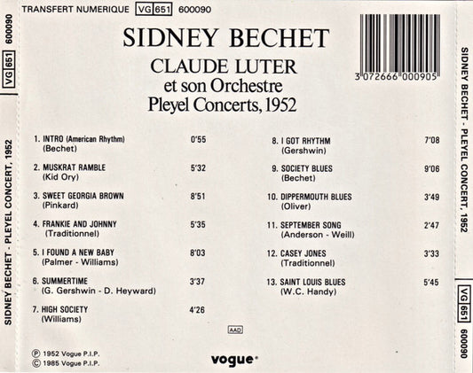 Sidney Bechet Avec Claude Luter Et Son Orchestre : Pleyel Concerts, 1952 (CD, Comp, RE)