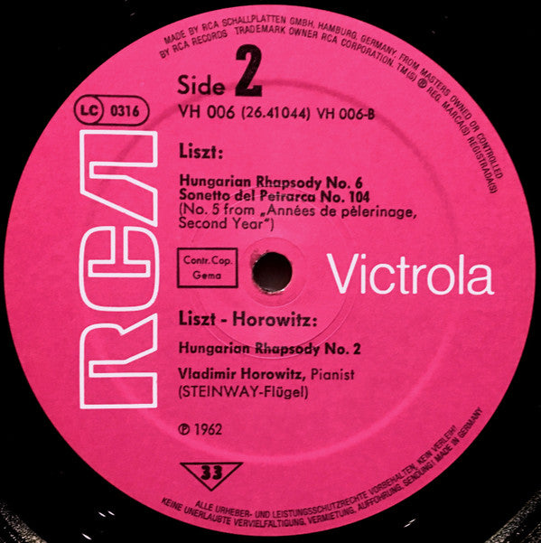 Vladimir Horowitz : Liszt (LP, Mono, RE)