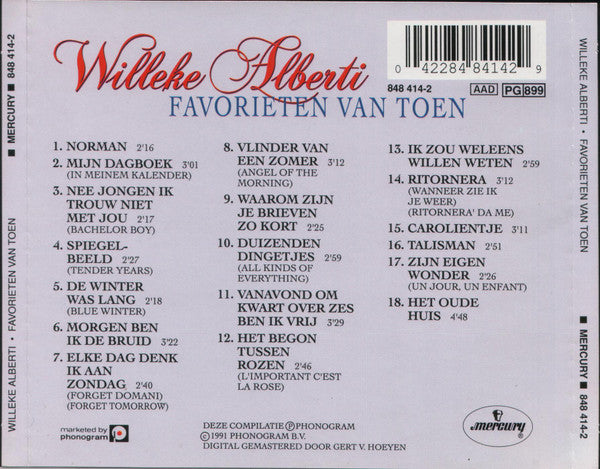 Willeke Alberti : Favorieten Van Toen (CD, Comp)