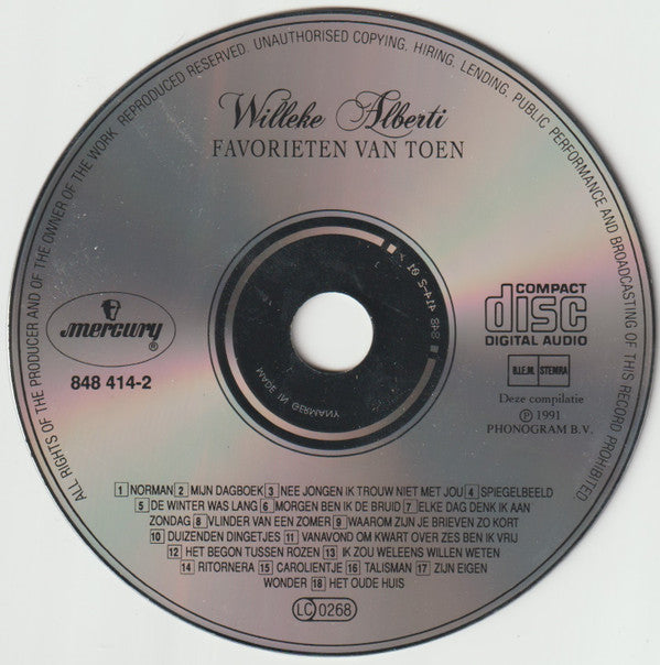 Willeke Alberti : Favorieten Van Toen (CD, Comp)
