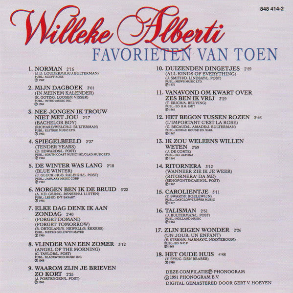 Willeke Alberti : Favorieten Van Toen (CD, Comp)