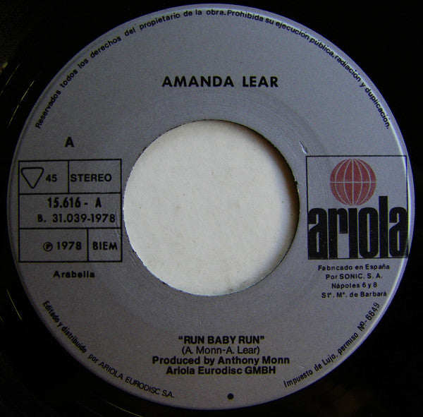 Amanda Lear : Run Baby Run (7", Single)