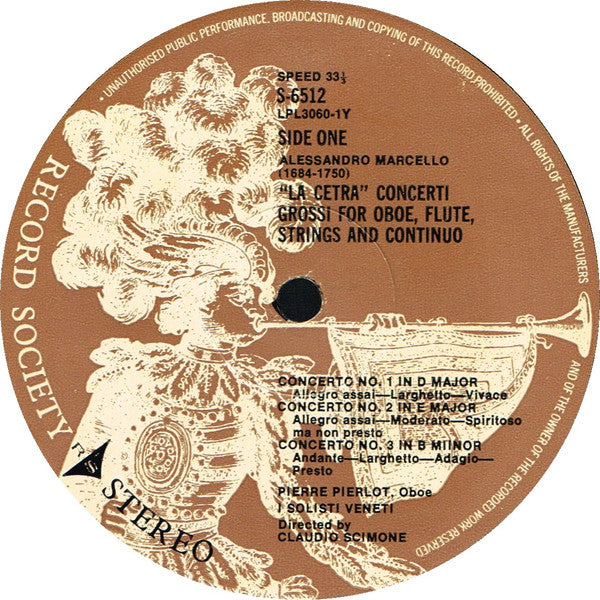 Alessandro Marcello : "La Cetra" (Six Concerti Grossi) (LP, Album, Club)