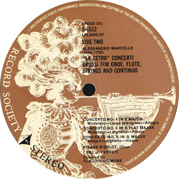 Alessandro Marcello : "La Cetra" (Six Concerti Grossi) (LP, Album, Club)