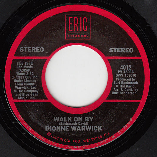 Dionne Warwick : Walk On By / I'll Never Fall In Love Again (7", RE, Styrene, Pit)