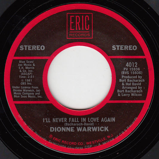 Dionne Warwick : Walk On By / I'll Never Fall In Love Again (7", RE, Styrene, Pit)