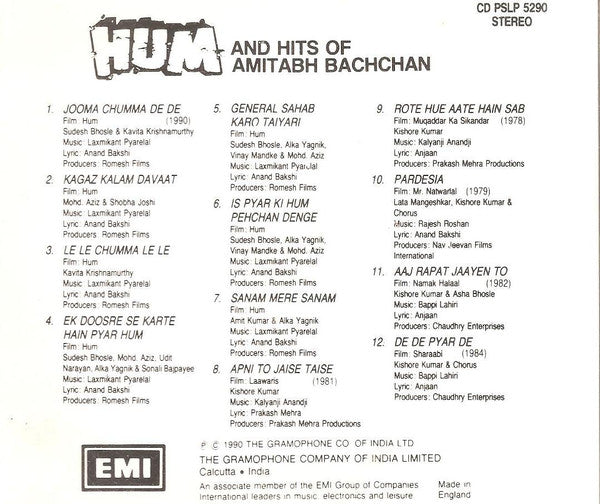 Laxmikant-Pyarelal, Anand Bakshi : Hum (CD, Comp)