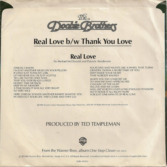 The Doobie Brothers : Real Love (7", Single, Spe)