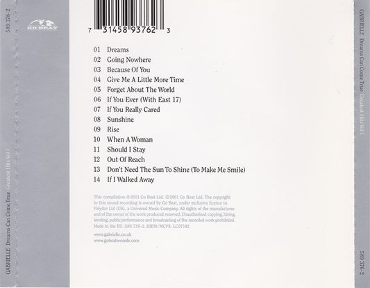 Gabrielle : Dreams Can Come True - Greatest Hits Vol 1 (CD, Comp)