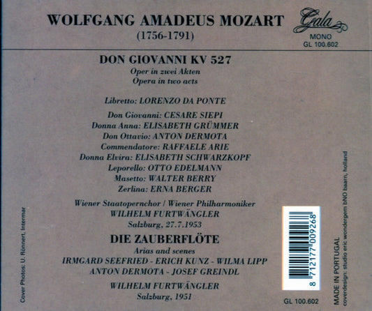 Wolfgang Amadeus Mozart, Cesare Siepi, Elisabeth Grümmer, Anton Dermota, Elisabeth Schwarzkopf , Conductor: Wilhelm Furtwängler : Don Giovanni (3xCD, Album, RE, RM)