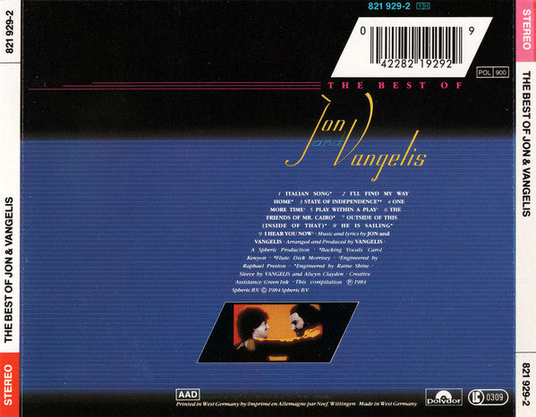 Jon & Vangelis : The Best Of Jon And Vangelis (CD, Comp, RE, PMD)