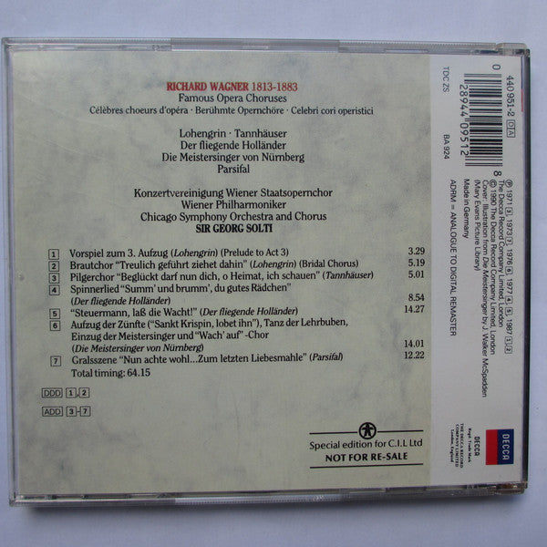 Richard Wagner, Georg Solti : Wagner: Famous Opera Choruses (CD, Comp, RE, Spe)