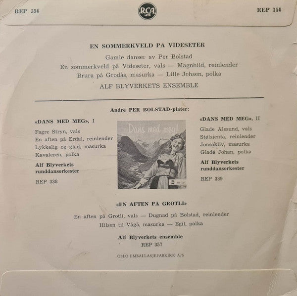 Alf Blyverkets Ensemble : En Sommerkveld På Videseter (7", EP)