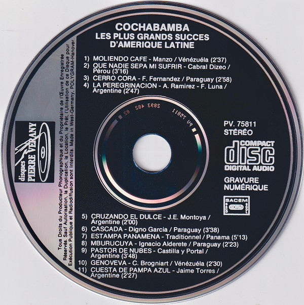 Cochabamba : Les Plus Grands Succès D'Amérique Latine (CD, Album)