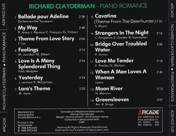 Richard Clayderman : Piano Romance (CD, Comp)