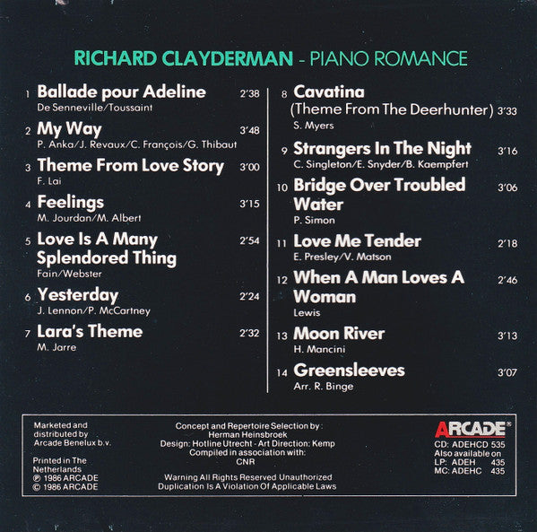 Richard Clayderman : Piano Romance (CD, Comp)