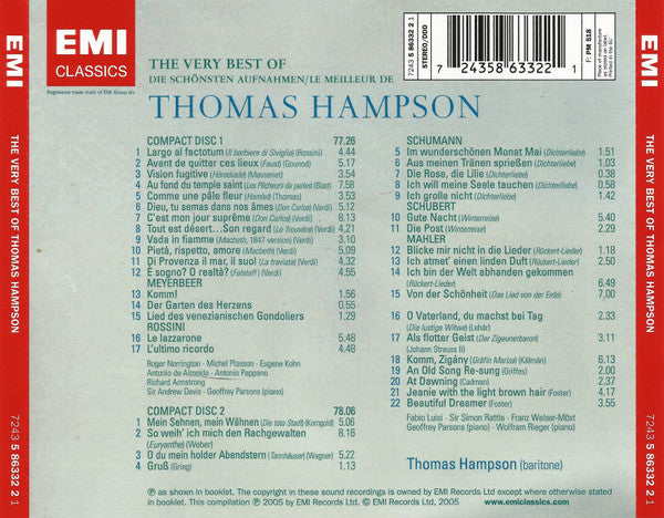 Thomas Hampson : The Very Best Of Thomas Hampson (2xCD, Comp)