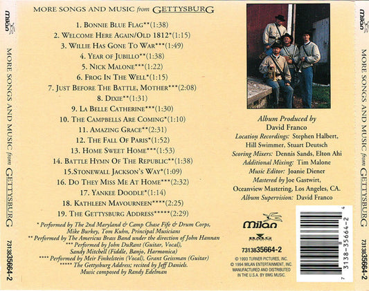 Various : More Songs And Music From Gettysburg (CD, Album)