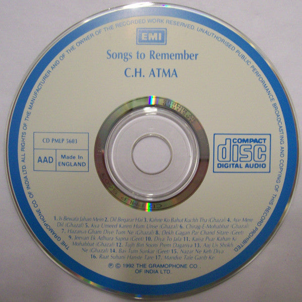 C.H. Atma : Songs To Remember (CD, Comp)