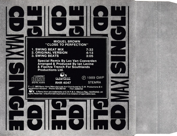 Miquel Brown : Close To Perfection (89' Remix) (CD, Maxi)