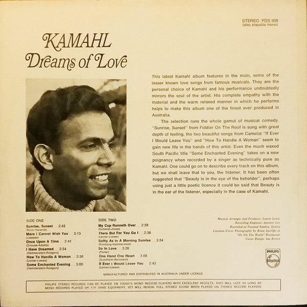 Kamahl : Dreams Of Love (LP, Album, RP, Blu)