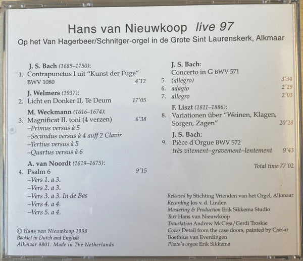 Hans Van Nieuwkoop : Live 97 (CD, Album)