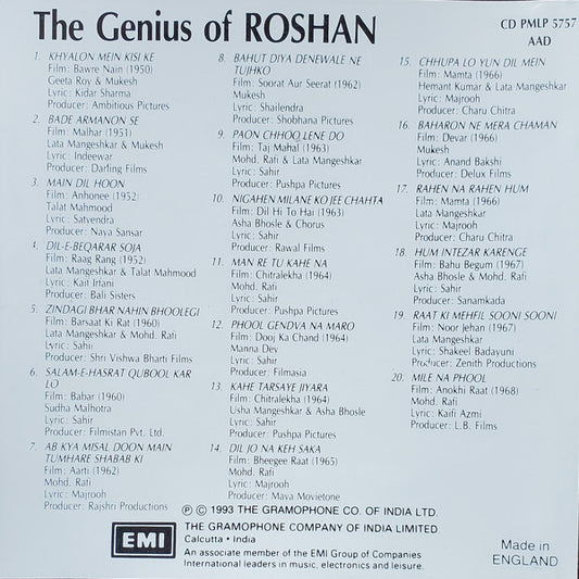 Roshan (2) : The Genius of Roshan (CD, Comp)