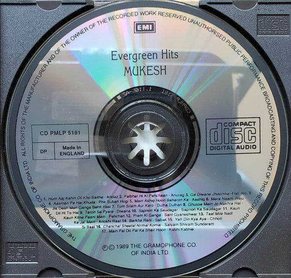Mukesh : Evergreen Hits (CD, Comp)