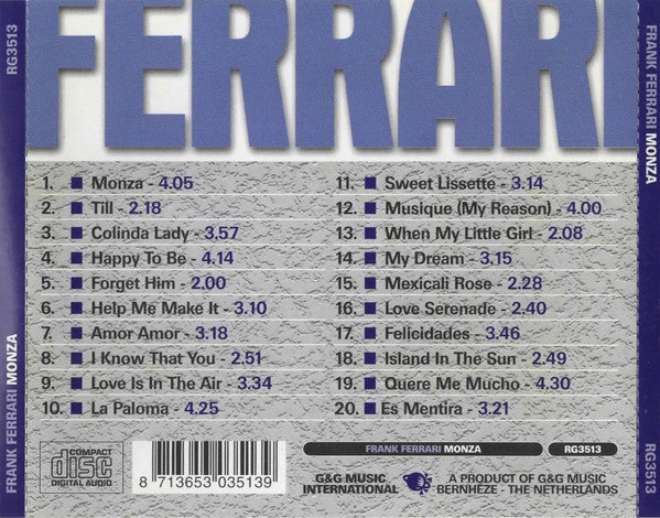 Frank Ferrari : Monza (CD, Album)