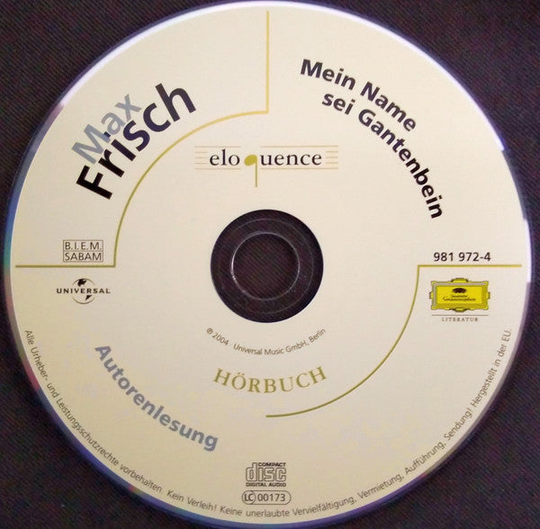 Max Frisch : Mein Name Sei Gantenbein (CD, RE)
