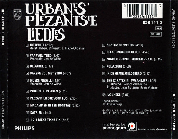 Urbanus : Urbanus' Plezantste Liedjes (CD, Comp)