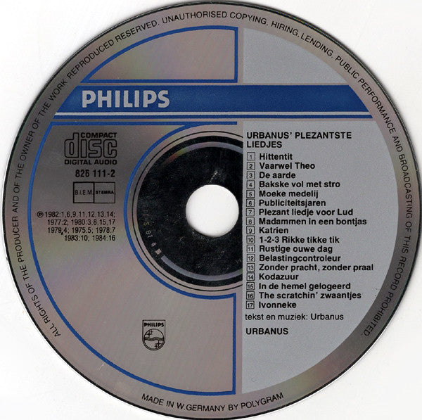 Urbanus : Urbanus' Plezantste Liedjes (CD, Comp)