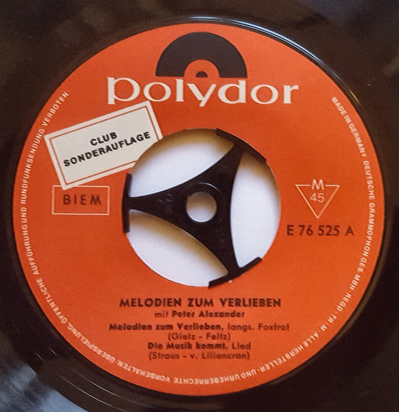 Peter Alexander : Melodien Zum Verlieben (7", EP, Mono)