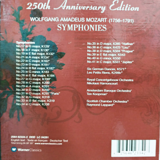 Wolfgang Amadeus Mozart, Concertgebouworkest, Nikolaus Harnoncourt, The Amsterdam Baroque Orchestra, Ton Koopman : Symphonies (8xCD + Box)