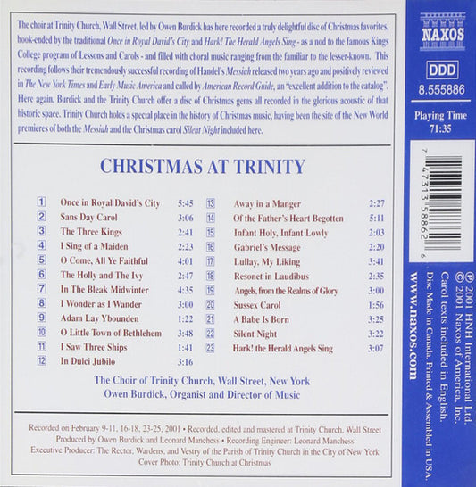 The Choir Of Trinity Wall Street, J. Owen Burdick : Christmas At Trinity (CD, Album)