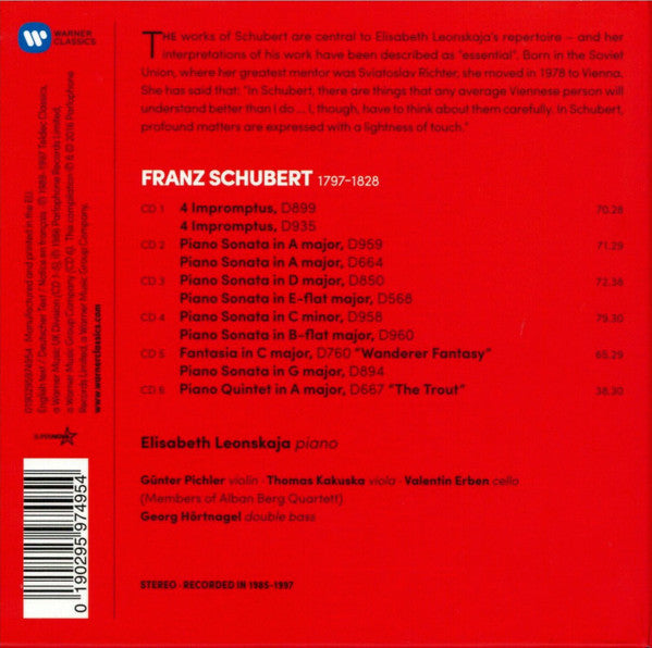 Franz Schubert, Elisabeth Leonskaja : Sonatas - Impromptus - Wanderer Fantasy - Trout Quintet (6xCD, Album + Box, Comp)