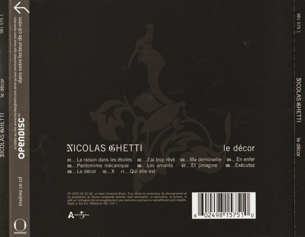 Nicolas Ghetti : Le Décor (CD, Album, Enh)