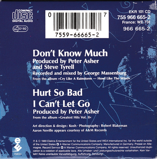 Linda Ronstadt Featuring Aaron Neville : Don't Know Much (CD, Mini, Single)
