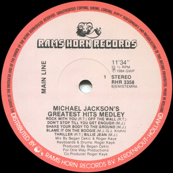Main Line : Michael Jackson's Greatest Hits Medley (12", Single)