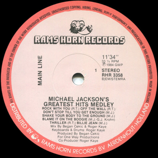 Main Line : Michael Jackson's Greatest Hits Medley (12", Single)
