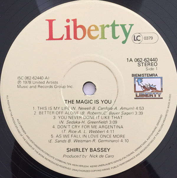 Shirley Bassey : The Magic Is You (LP, Album, RE)