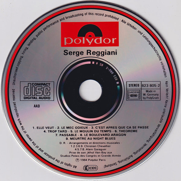 Serge Reggiani : Serge Reggiani (CD, Album, RE)