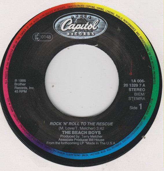 The Beach Boys : Rock 'N' Roll To The Rescue (7", Single)