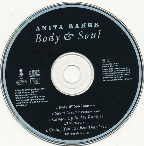 Anita Baker : Body & Soul (CD, Maxi)